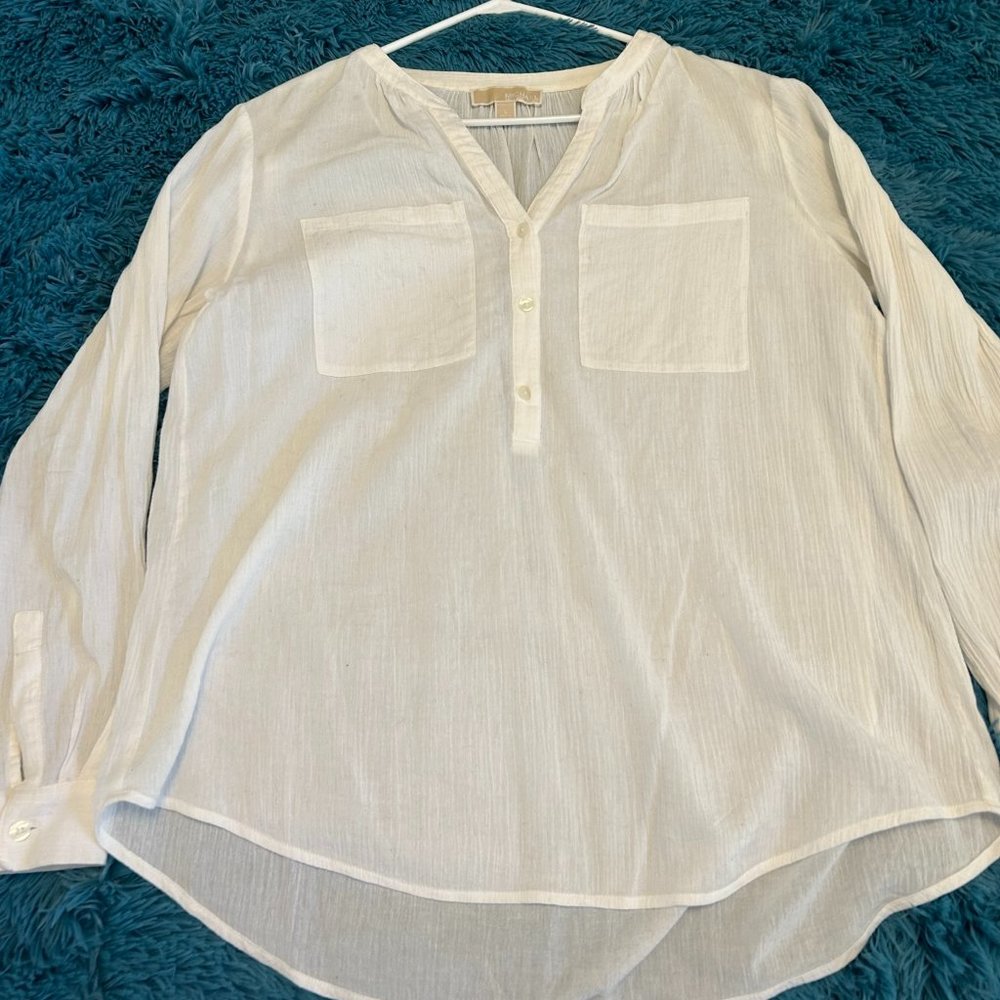 Michael Kors White Gauze Shirt Large